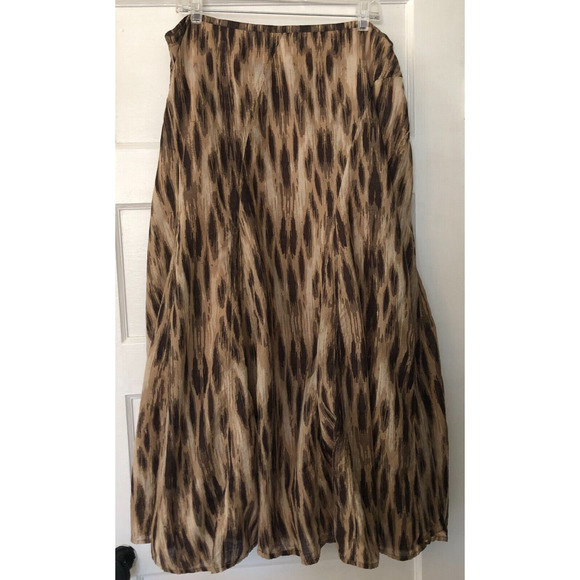 Chico's, Women's Maxi Skirt, Size 3/X Large/16, Brown/Beige Side Zip 100% Cotton - Picture 1 of 9